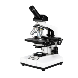 OPXICA Advance Monocular Microscope AMM-124 with mechanical stage, achromatic objectives, LED illumination, and precision focusing for laboratory and educational applications.