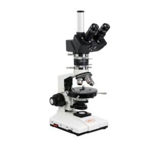 Premium Polarizing Microscope P-PRO-137 with Bertrand lens, trinocular viewing head, rotating stage, and polarized light system for geological and mineral analysis.