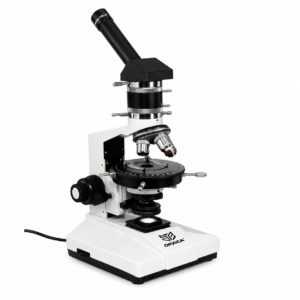 Advance Polarizing Monocular Microscope APM-135 with Bertrand lens, rotatable stage, polarizing optics, and built-in illumination for mineral and geological studies.