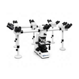 Deca Head Microscope DHM-112 with 10 viewing heads, infinity optics, LED illumination, and multi-user teaching microscope system.