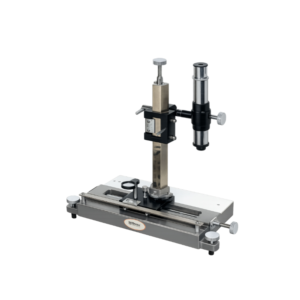 Precision Travelling Microscope PTM-140 with vernier reading system and precision motion control for laboratory measurements and scientific observations.