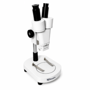 OPXICA Stereo Zoom Microscope SZM-130 with binocular viewing head, fixed magnification, transmitted illumination, and stable inspection stand for laboratory and industrial applications.