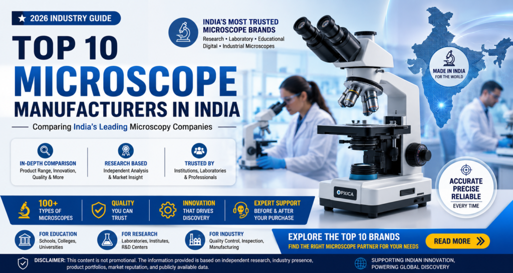 Top 10 microscope manufacturers in India guide featuring leading microscope brands and laboratory microscopes