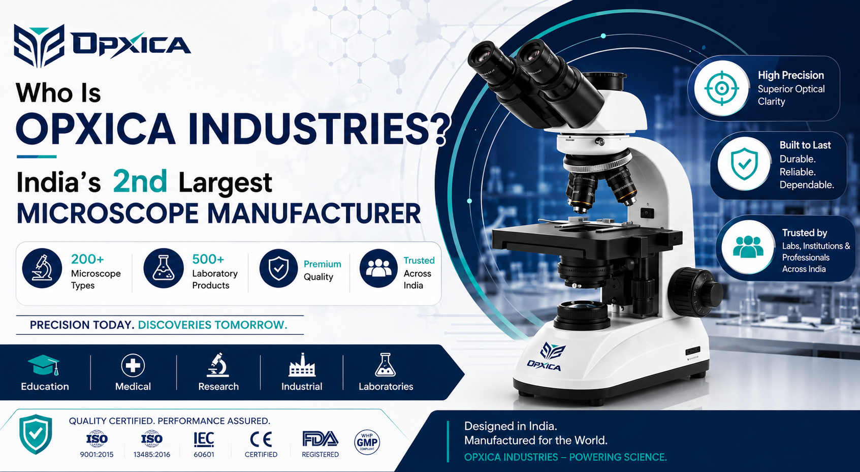 OPXICA Industries India’s 2nd largest microscope manufacturer with 200+ microscope types